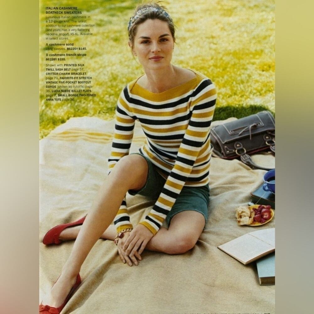 J.CREW vintage cashmere striped boatneck sweater size small